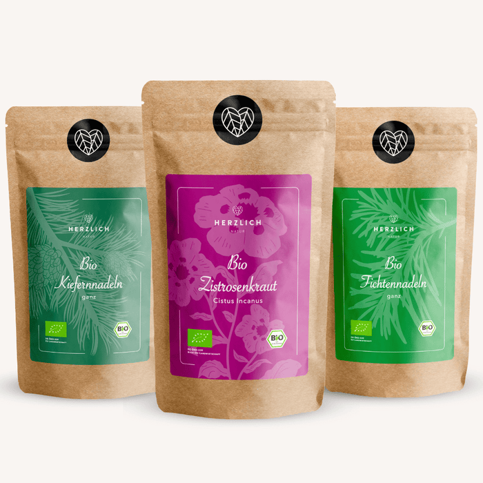 Herzlich Natur Bio-Kräuterset - Tee Set Klein - Auswahl der besten Kräuter für Genuss und Wohlbefinden
