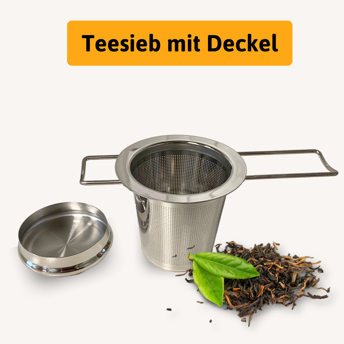 Teesieb Edelstahl 2-tlg. - Mit Deckel & Abtropfschale | Feinmaschig Für Losen Tee