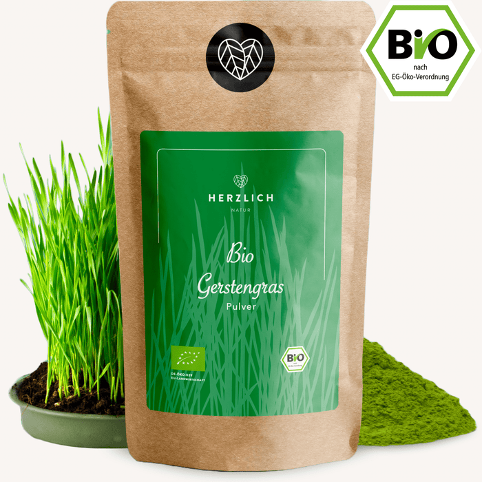 Bio Gersten Gras - Gerstengraspulver von Herzlich Natur, ein hochwertiges und natürliches Superfood für die Gesundheit