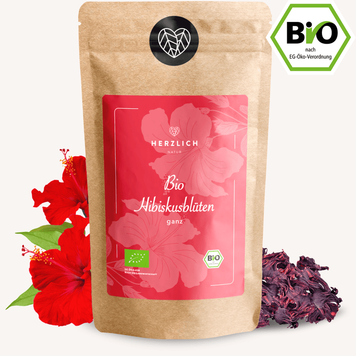 Bio Hibiskusblüten - Hibiskusblüten Tee von Herzlich Natur, ein hochwertiger, natürlicher und gesunder Tee