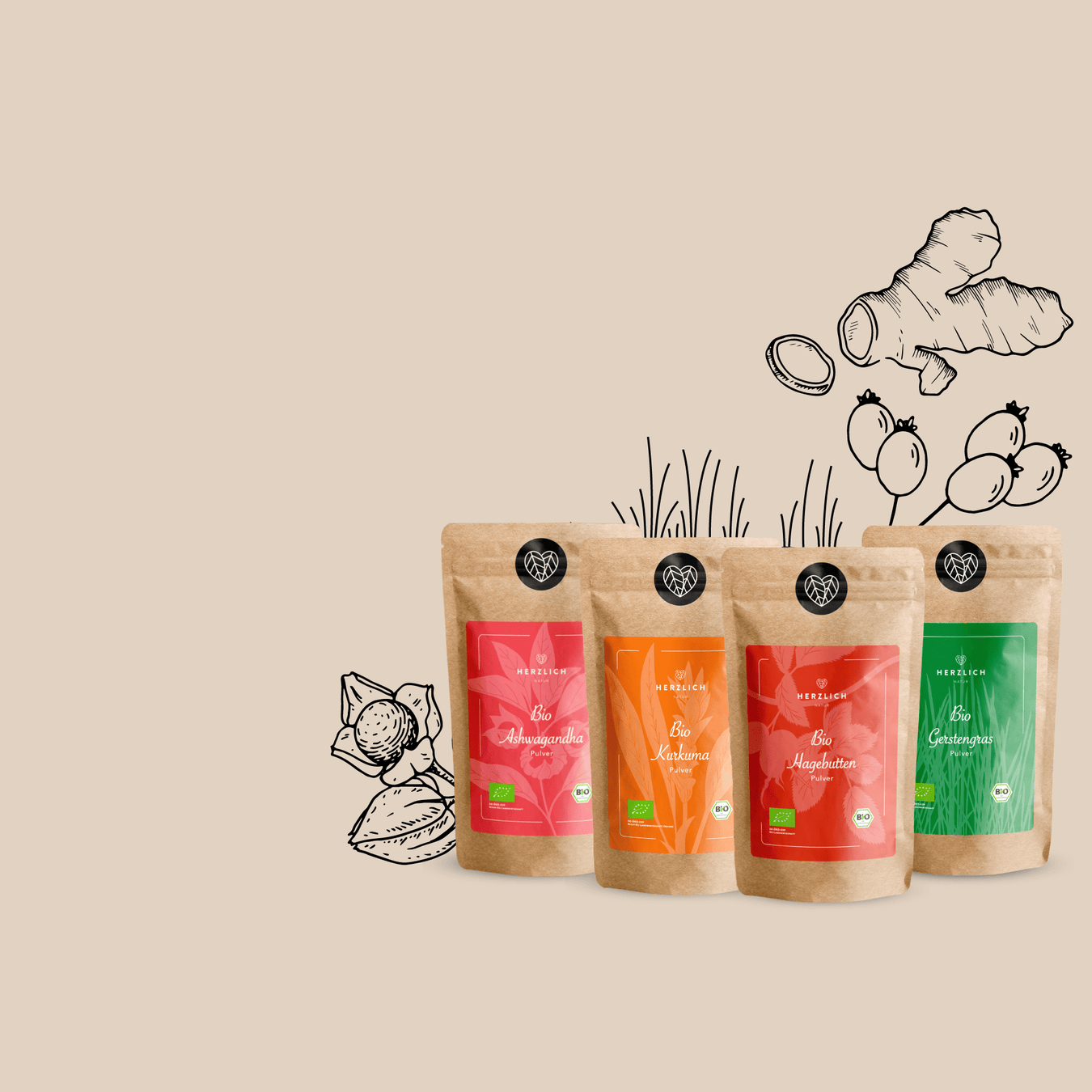 Abbildung des Goldenen Milch Pulver Sets von Herzlich Natur